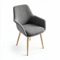 Upholstered armchair in gray fabric with wooden legs dimensions 60 x 60 x 80cm