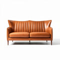 Leather mid-century modern sofa for living room in brown 190 x 85 x 80cm