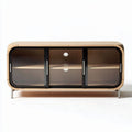 Wood and metal media console with mesh doors 150 x 40 x 60cm