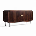 Wooden sideboard with ribbed design and gold handles 120 x 40 x 60cm