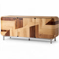Wooden sideboard with geometric design and metal legs 150 x 40 x 70cm