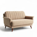 Fabric loveseat with wooden legs in beige color 150 x 80 x 75cm