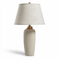Ceramic table lamp with linen shade 25 x 25 x 60cm in off-white color