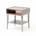 Metal and wood nightstand with open shelf 40 x 40 x 50cm