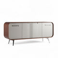Modern wooden sideboard with gray doors and metal legs 150 x 40 x 70cm
