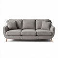 Gray fabric sofa with wooden legs and four cushions 200 x 90 x 85cm