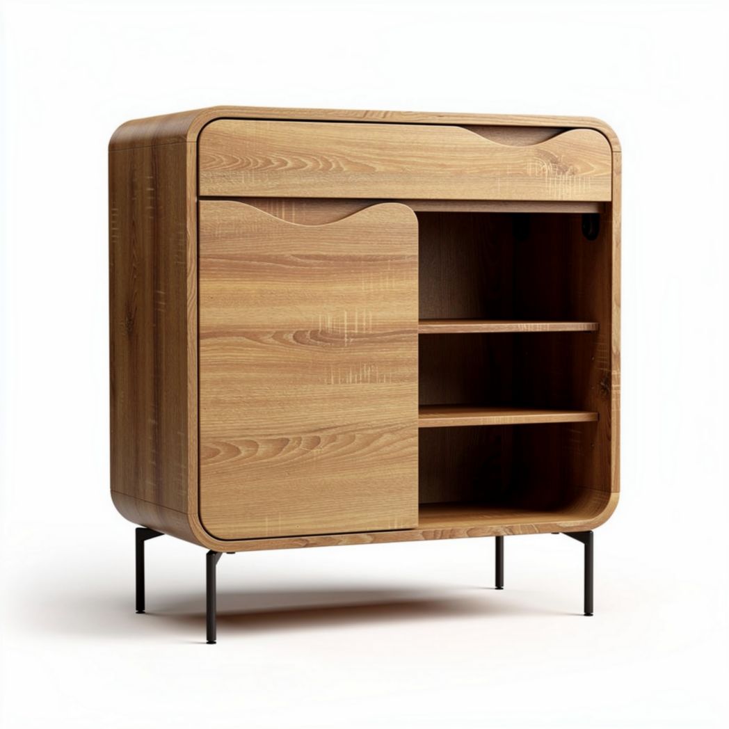 Wooden cabinet with two shelves and one drawer 60 x 40 x 80cm