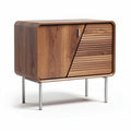 Wooden storage cabinet with sliding door 60 x 40 x 50cm brown finish