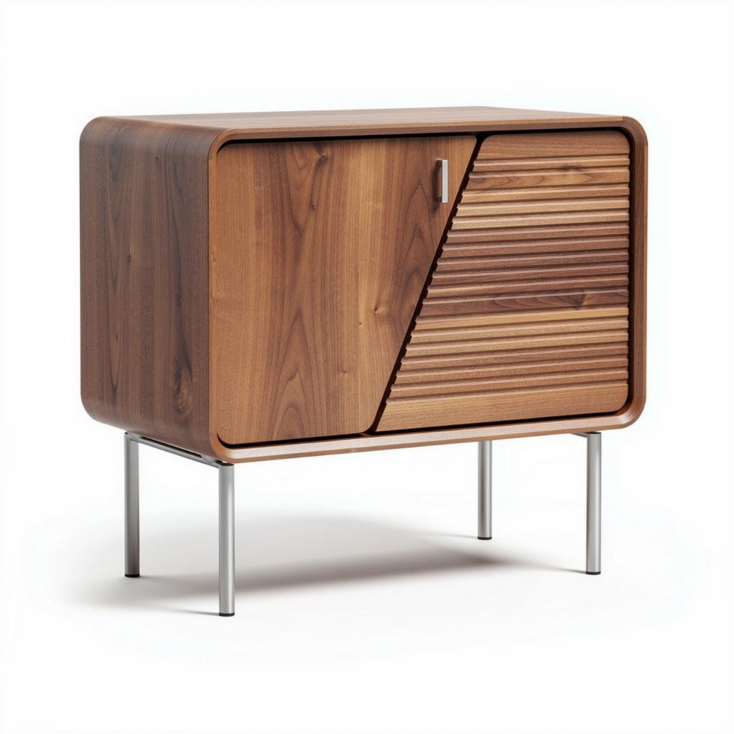 Wooden storage cabinet with sliding door 60 x 40 x 50cm brown finish