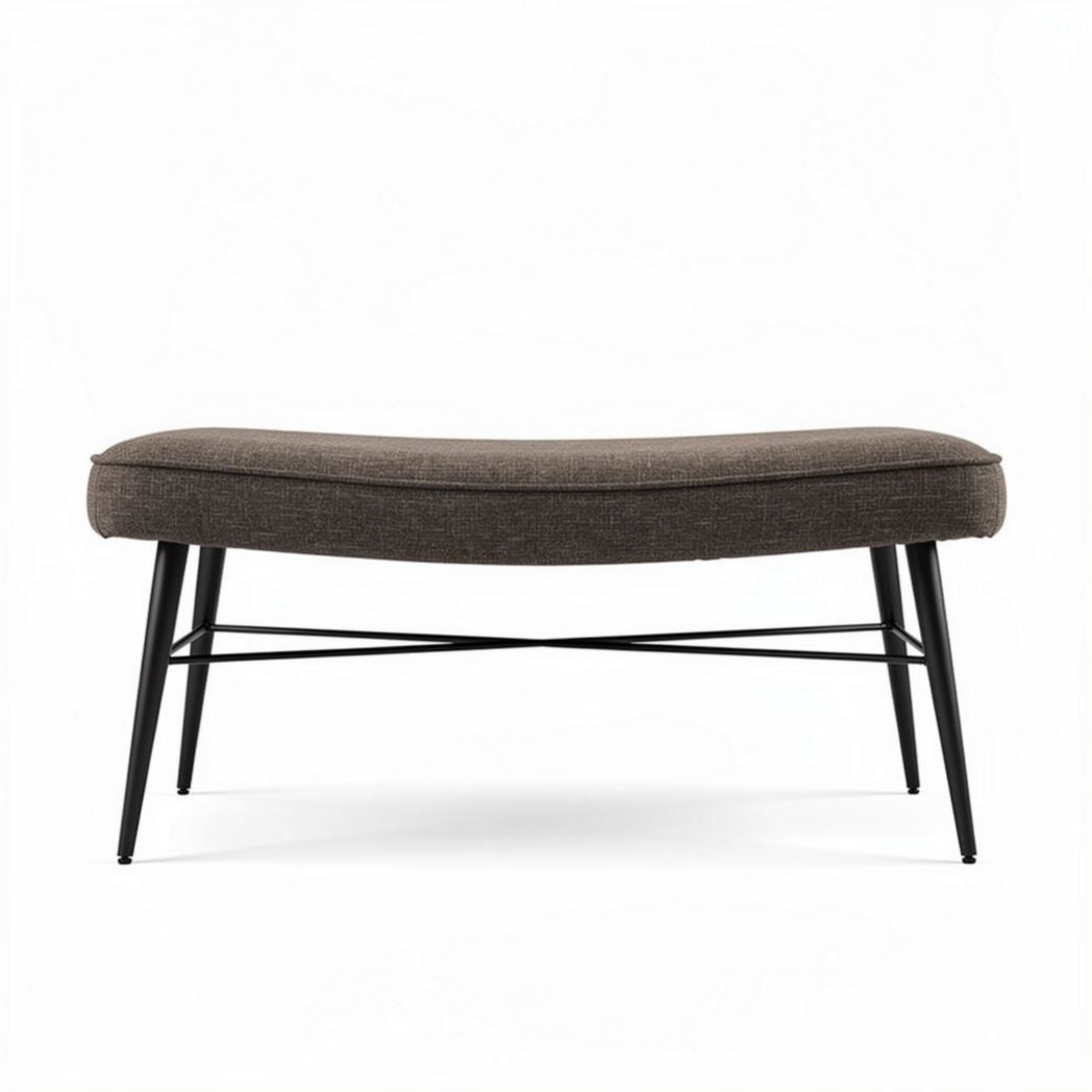Upholstered bench for living room furniture in dark brown fabric 100 x 40 x 40cm